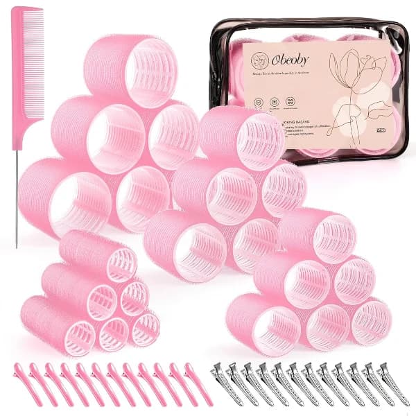 Self-Grip Hair Rollers Set for Long, Short Hair and Bangs