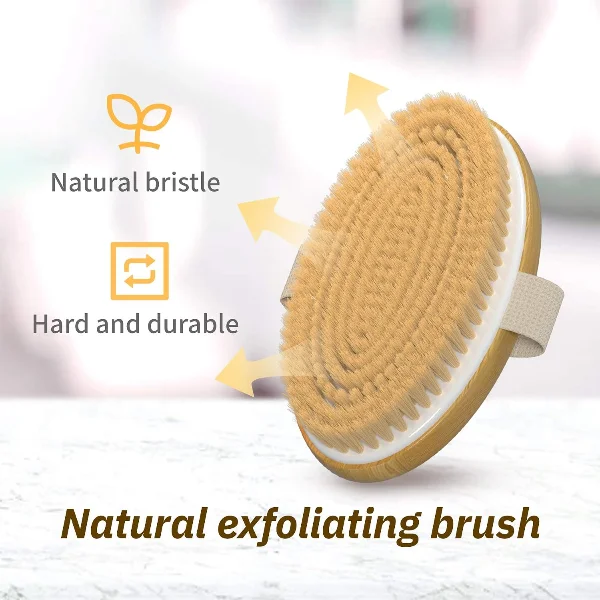 Dry Brushing Body Brush with Soft and Stiff Natural Bristles